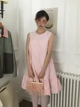 フリル付きフラワーキャミワンピース【夏用・スウィート・無袖・小柄対応】