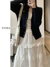 白色花柄レースのハーフスカート【秋用・Aライン・フレア・ミドル丈・大きいサイズ対応】