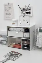 デスク用透明アクリル引き出し収納ボックス【学生寮用・小型仕切り付き】