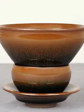 大直径 12cm 宋代スタイル 茶碗【建盞・うさぎ毛・束口】