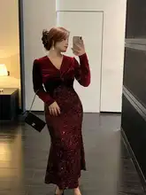 ヴィンテージ風サテンドレス【フランススタイル・クリスマスパーティー用・光沢感のあるデザイン】