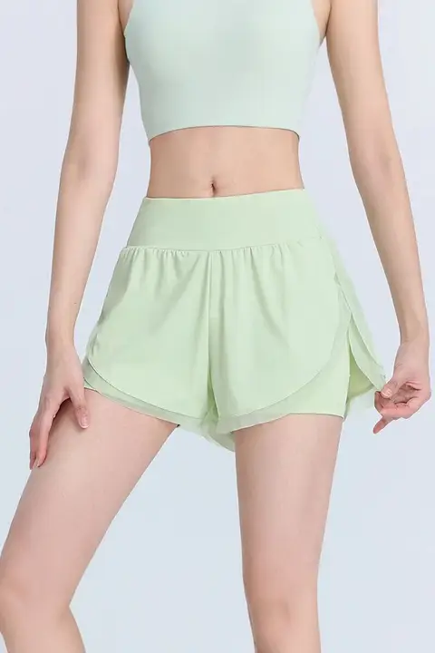 高腰フレキシブルフィット女性用ショートパンツ【速乾・通気性・ヨガ・ランニング対応】