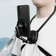 マグネット式携帯電話首掛けスタンド【Vlog・短編動画・釣り・ライディング用】