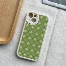 緑の花柄デザインのスマートフォンケース【iPhone・Xiaomi・Huawei対応・クリエイティブ・ソフト】