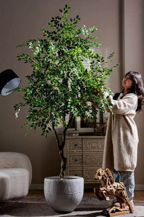 大型の偽造植物 榆钱樹 榕樹 屋内 リビング 高級 フロア ポットの偽樹 装飾品 雰囲気のアイテム