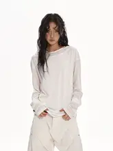 女性用 シンプルなカジュアルロングスリーブTシャツ【落ち感・夏向け・ノースリーブ風】（セットアップ対応）