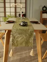 テーブルクロス テーブルランナー テーブルマット コットンリネン  ボタニカル柄 フリンジ インスタ映え ナチュラル ダイニングテーブル ローテーブル