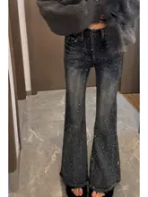 高腰デザインのフレアデニムパンツ【夏用・大きいサイズ・体型カバー・極上の柔らかさ】（セットアップ対応）