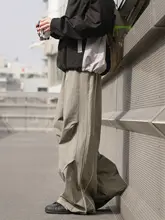 軽量で通気性抜群のメンズワイドパンツ【防風・耐磨・春秋用・サイドストライプデザイン】