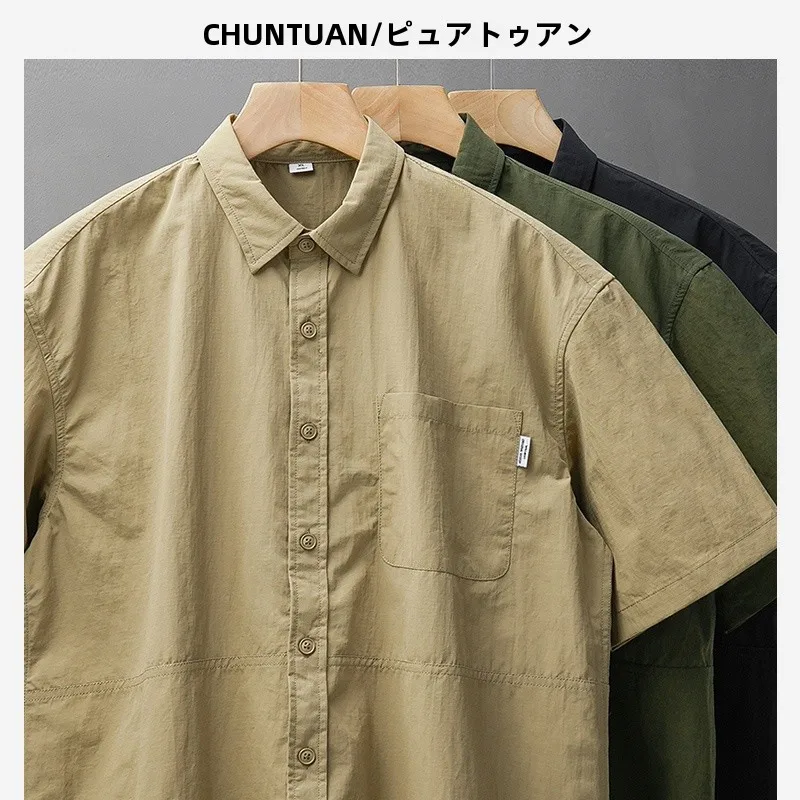 春服 メンズ | ポケット付きショートスリーブワークシャツの設計とカラーバリエーション