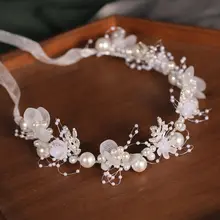 カチューシャ キッズ ガールズ パール 手編みフラワー 上品 プリンセス ドレス パーティ ヘアアクセサリー