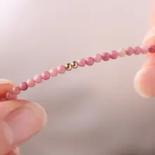 天然紅纹石のピンククリスタル脚輪【女性用・細身・玫瑰石デザイン】