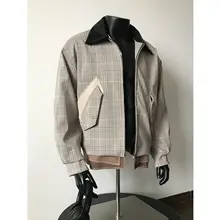 千鳥格デザインのハーネスジャケット【レトロスタイル・レザーカラー・メンズ用】