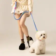 極上の柔らかさ！猫・犬用リード付きハーネス【ブルー・引き裂き防止】