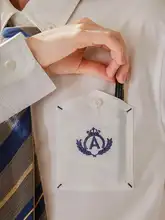 シャツ 刺繍 変形ポケット 形態安定 お手入れ簡単 学院風 カジュアル