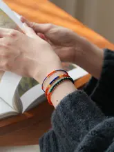 天然青金石と南紅の極細ビーズブレスレット【重ね付け対応】
