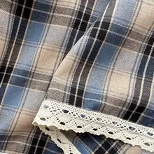 コットンリネン製 短いカーテン【ヴィンテージデザイン・仕切り用・英国風チェック】