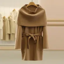 極上の柔らかさのウール製フレンチスタイル外套【ダブルフェイス・ウエストシェイプ・エレガントデザイン】