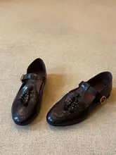 牛革製 フランス風 レトロ ローファー【平底・黒・ラウンドトゥ】