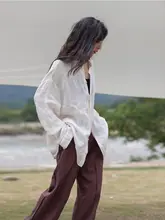 ホワイトウォッシュリネンオーバーサイズシャツ【ユニセックス・リネン素材】