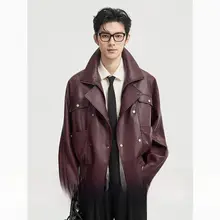 春季用 高級感ある定織りレザージャケット【ショート丈・ルーズフィット・ライダース風・メンズ】