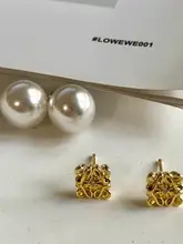 高級感あるスクエアパターンのパールピアス【インスタ風・ファッションアクセサリー】