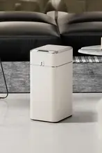 スマートセンサー付き自動引き出し式ゴミ箱【クリームホワイト・車輪付き・キッチンとリビング用】