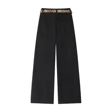 冬用 カジュアル ワイドレッグデニムパンツ【裏起毛・レトロデザイン・ゆったりフィット】（セットアップ対応）