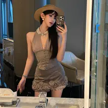 2点セット レディース ハルターネック トップス 立体フラワー スカート ギャル 誕生日 パーティー 「ChiclyNana」