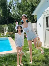親子お揃い水着【女性用ワンピース・子供用カバーアップ・プリンセスデザイン・体型カバー】（セットアップ対応）