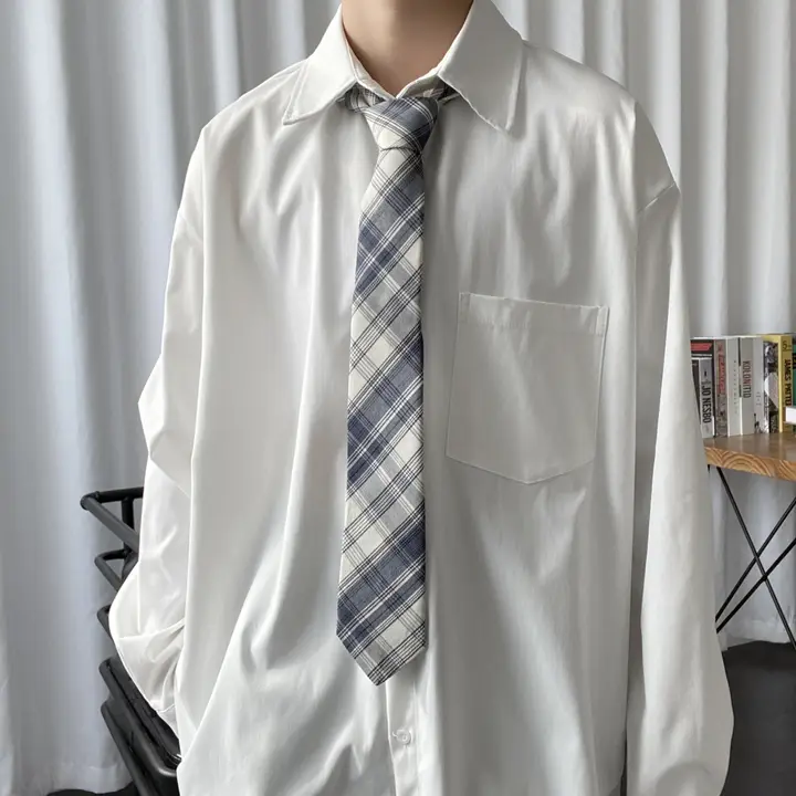 白色長袖シャツ【メンズ・カジュアル・学院風】