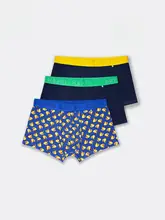 ボクサーパンツ メンズ 総柄 ストリート おしゃれ 快適 春夏 3枚セット「Happy Socks」