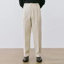 羊毛混紡素材のハリのあるテーパードパンツ【通気性・男性用・フィット】