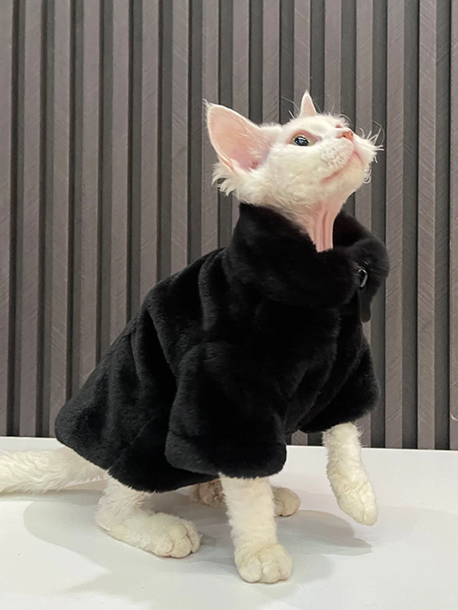 スフィンクス猫用防寒ジップアップコート：無毛猫の冬対策に最適な厚手デザイン