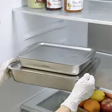 食品グレードの304ステンレス製冷蔵保存容器【フタ付き・大容量・フルーツ・野菜用】