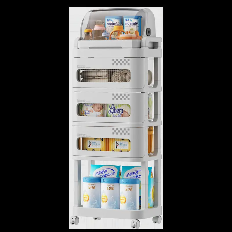 移動式の赤ちゃん用ミルク収納ラック：産後宅配で安心な授乳用品管理を実現