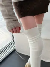 秋冬用 ソフトウールの膝上靴下【ミルクホワイト・コーヒー色・女性用】