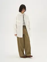 ヴィンテージ風酵素水洗コットンワイドストレートパンツ【ポケット付き・フィット・ドローストリング】（セットアップ対応）