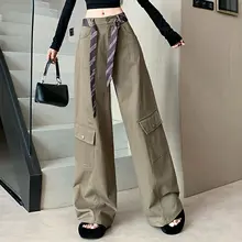 女性用工事服風ワイドパンツ【ストレート・フィット・カジュアル】