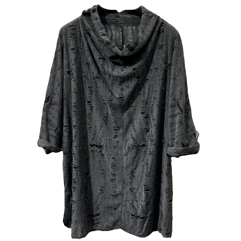 夏用ヴィンテージ風フィットTシャツ【破れデザイン・ドロップショルダー】（セットアップ対応）