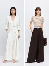 ウール混合の広がりシルエットスラックス【春用・女性用】（セットアップ対応）