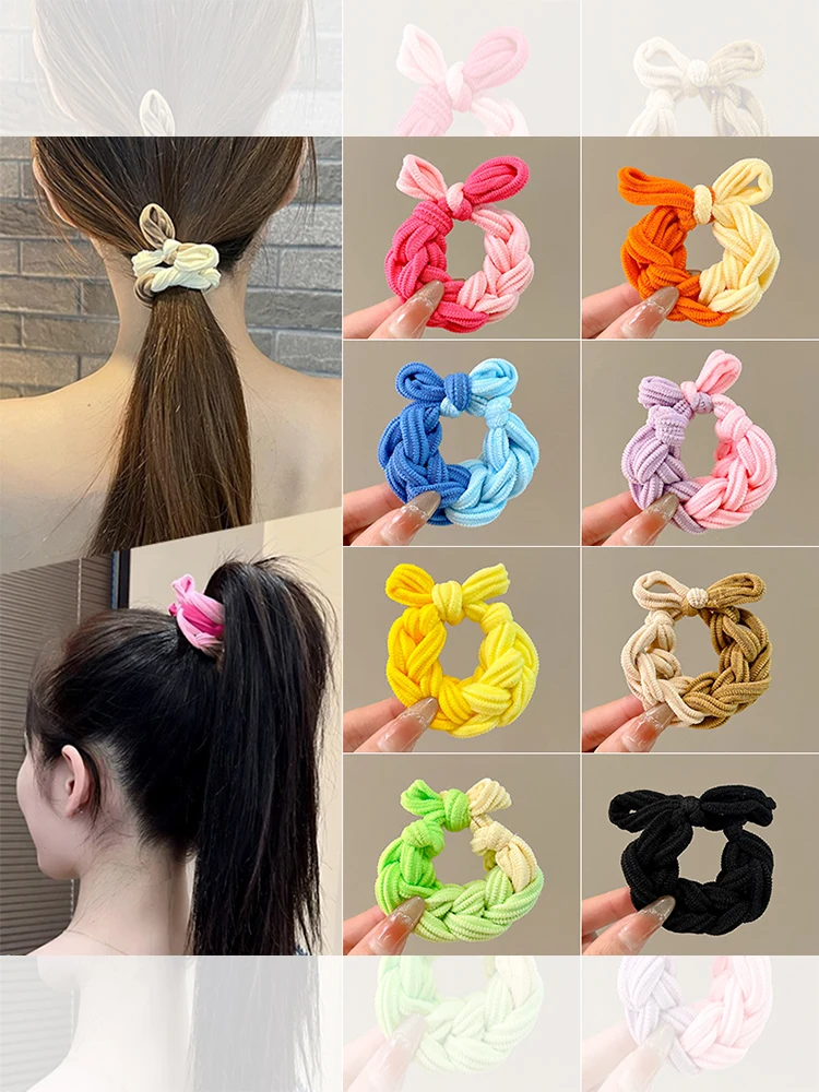 ポニーテール 巻く ためのカラフルヘアゴム【手編み・耐久性デザイン】