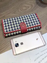 おしゃれな千鳥格デザインのロング財布【スマホ対応・本革ハンドバッグ付き】