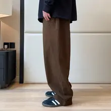 春秋用 メンズワイドフィットカジュアルパンツ【立体的な模様・ゆったりストレート】