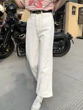 ハイウエストストレートデニムパンツ 女性 小柄 ゆったり スリム 九分丈 韓国スタイル