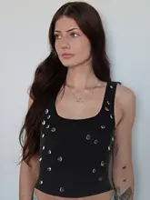 デザイン性のあるスクエアネックタンクトップ【女性用・水滴パッチ・フィット感】