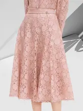 気品あふれるレースシフォンブラウスとスカート【秋用・透け感あり】（セットアップ対応）