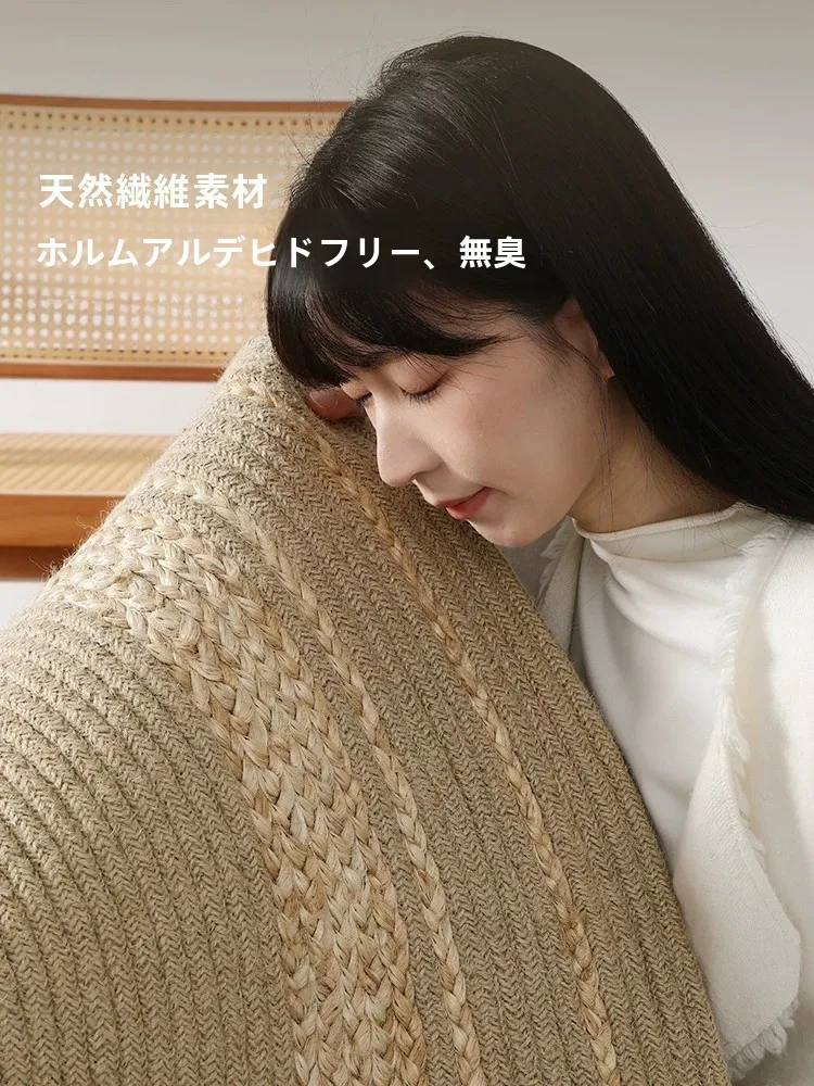 円形ラグ 250cm：自然麻素材の北欧風デザインで実用性と耐久性を  両立