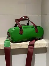 レトロデザイン ボストン風サドルバッグ【色彩豊かな幅広ショルダーストラップ・ショ ルダー＆クロスボディバッグ】