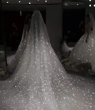 星空デザインの超きらめく二重レングスベール【ロングトレイン・シングルレイヤー・新婦用】